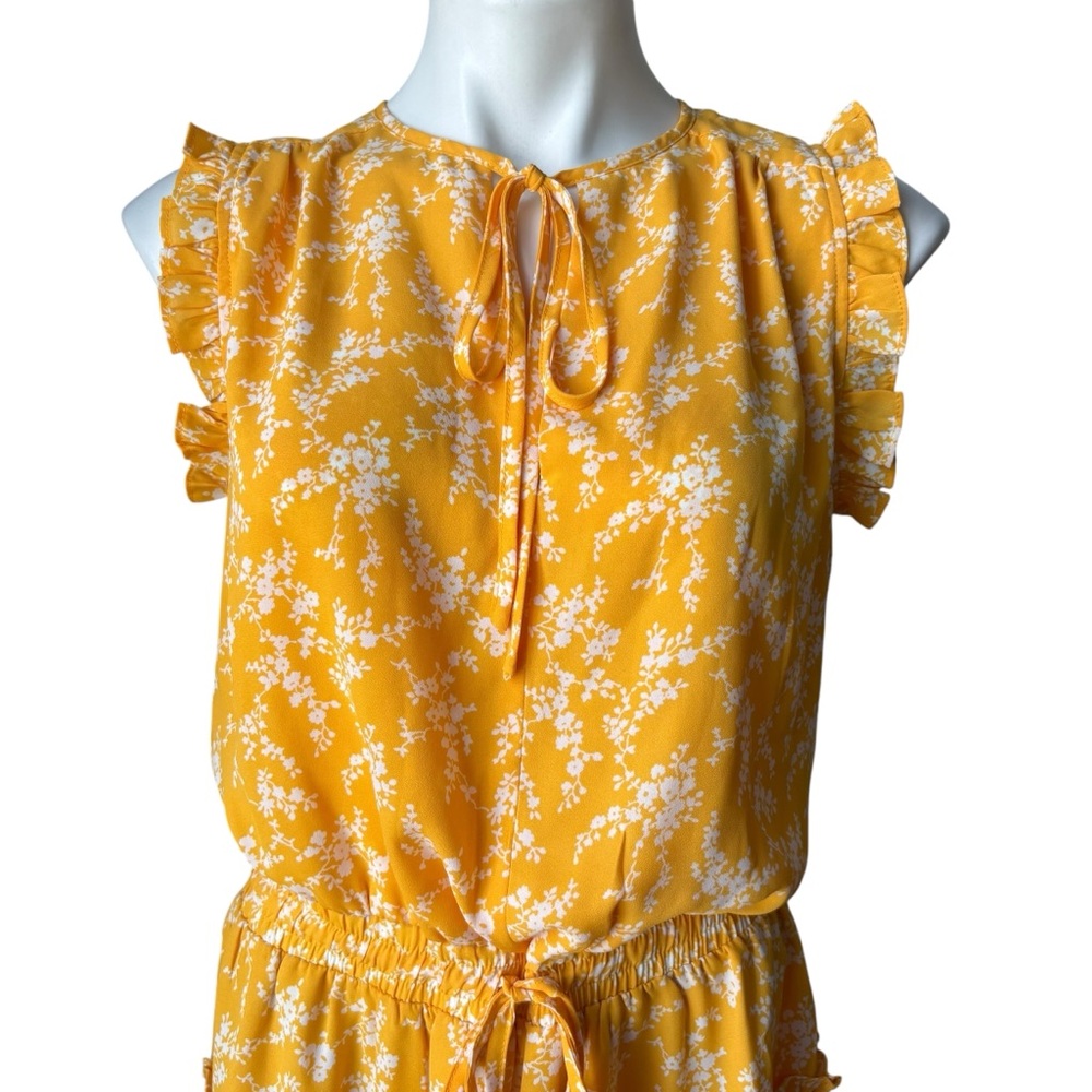 NWT, Pinch Tiered Ruffle Floral Blouse Cap Sleeve Elastic Waist, Sz M - Picture 10 of 15